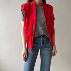 1980s Lipstick Red Zip Up Sweatshirt Vest