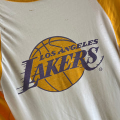 1980s Tattered and Thinned Out Showtime Los Angeles Lakers Base Ball T-Shirt - !!!!!
