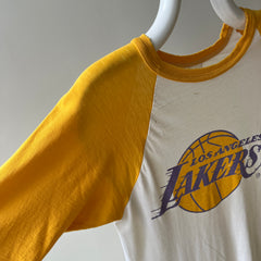 1980s Tattered and Thinned Out Showtime Los Angeles Lakers Base Ball T-Shirt - !!!!!