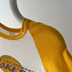 1980s Tattered and Thinned Out Showtime Los Angeles Lakers Base Ball T-Shirt - !!!!!