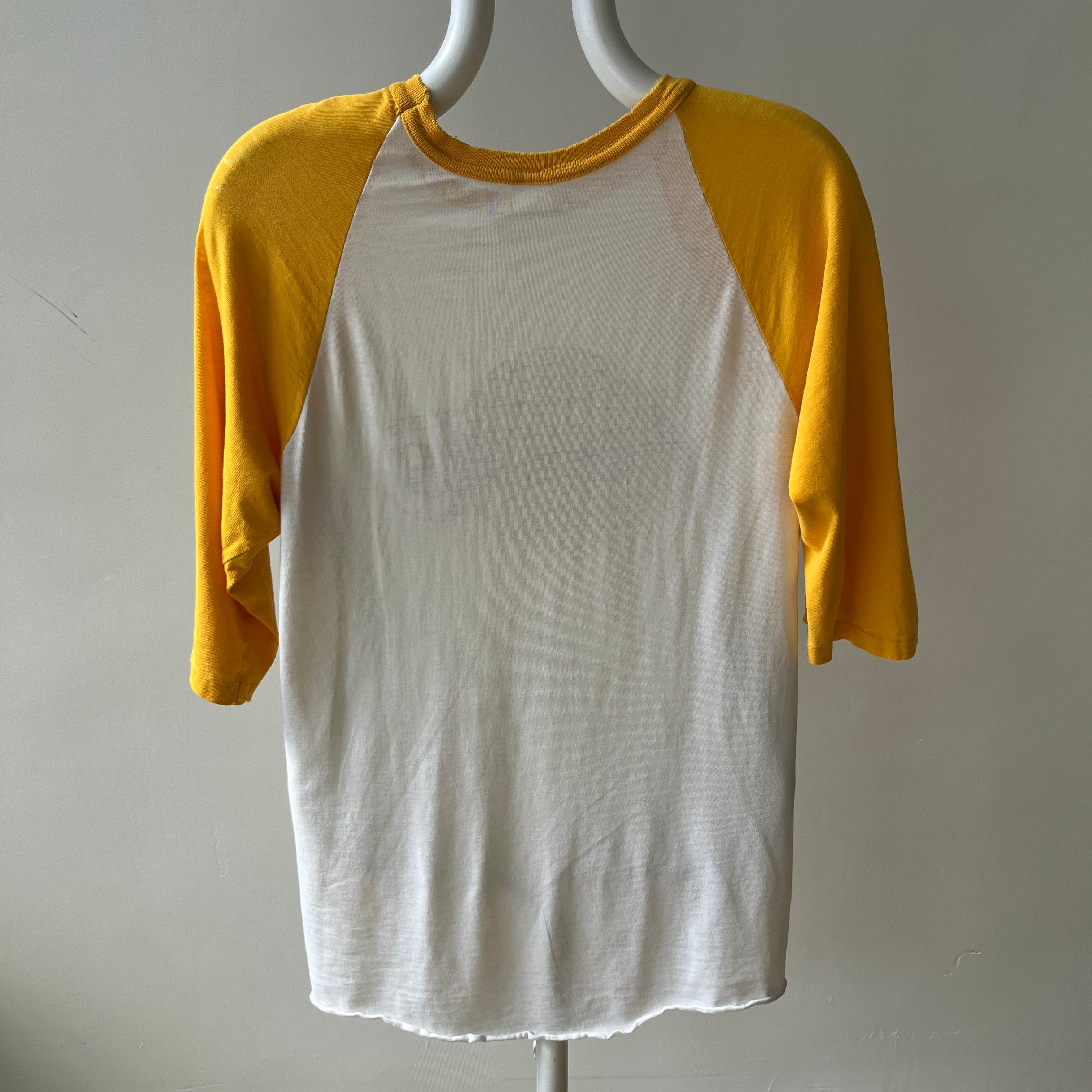 1980s Tattered and Thinned Out Showtime Los Angeles Lakers Base Ball T-Shirt - !!!!!