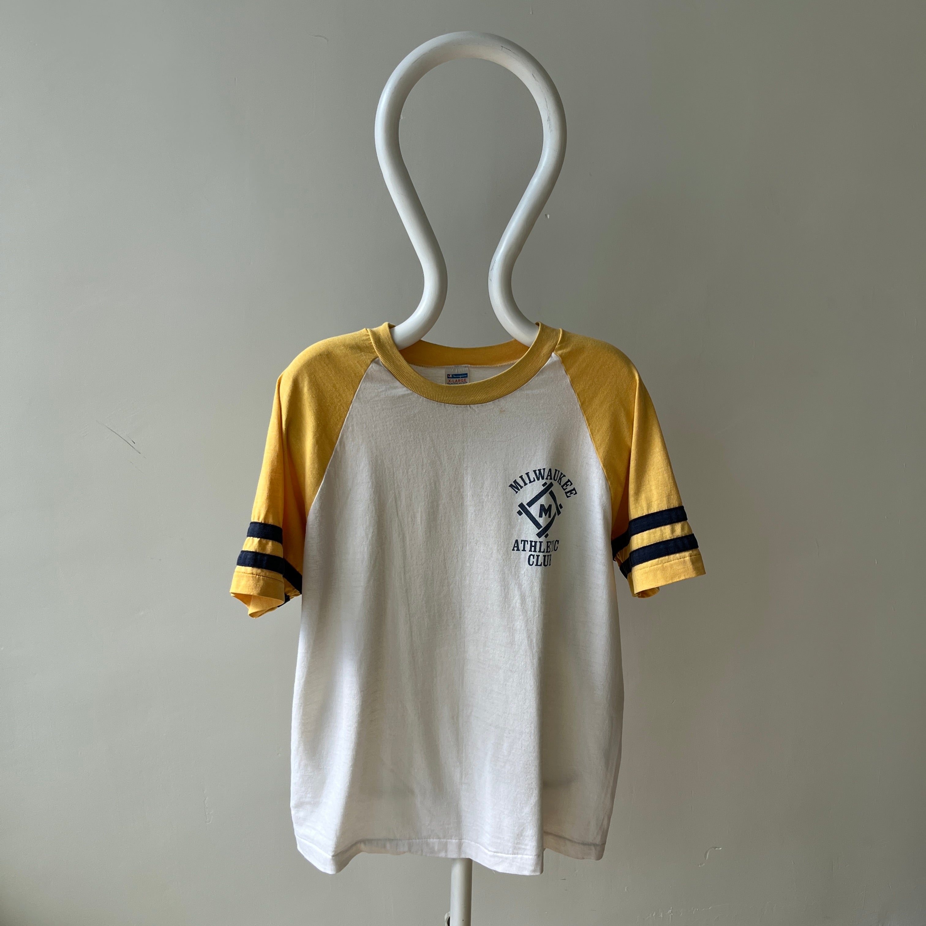 1970s Champion Blue Bar Milwaukee Athletic Club Baseball T-Shirt