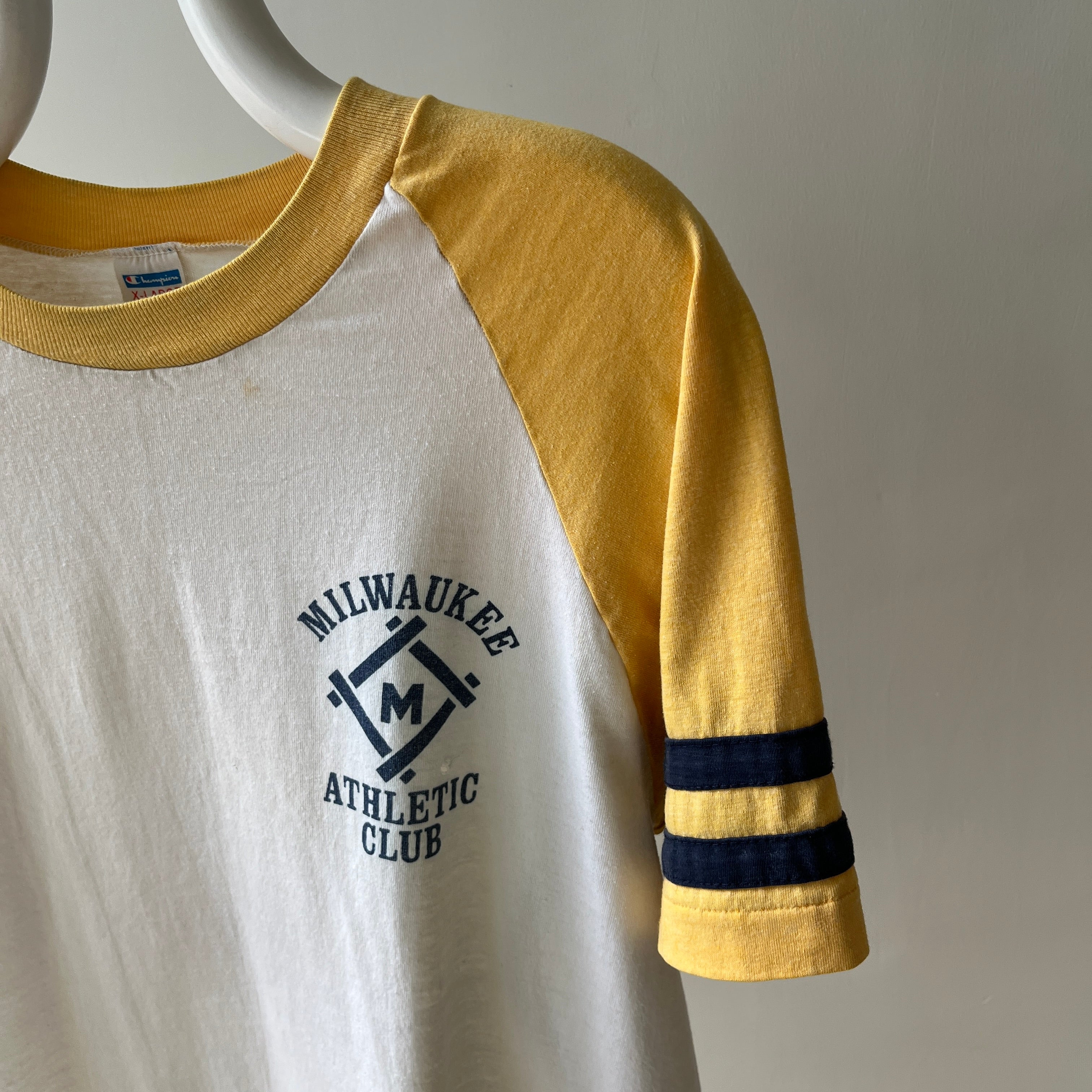 1970s Champion Blue Bar Milwaukee Athletic Club Baseball T-Shirt