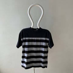 1980s Black and Gray Striped T-Shirt