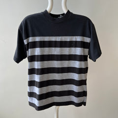 1980s Black and Gray Striped T-Shirt