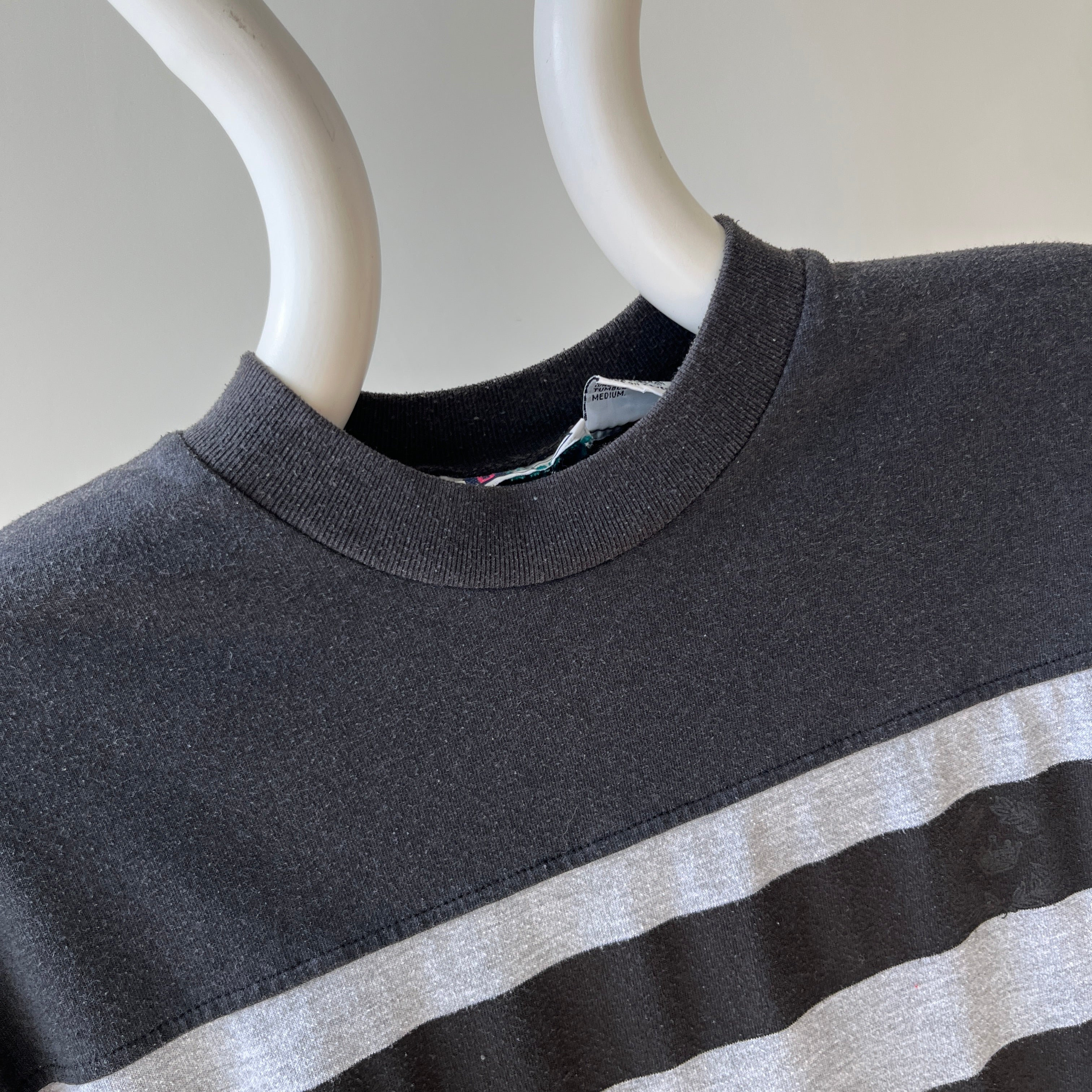 1980s Black and Gray Striped T-Shirt