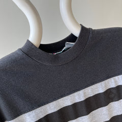 1980s Black and Gray Striped T-Shirt