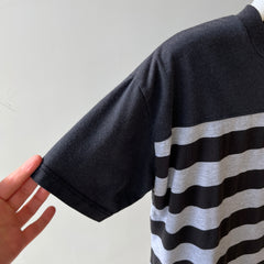 1980s Black and Gray Striped T-Shirt