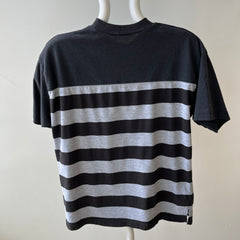 1980s Black and Gray Striped T-Shirt
