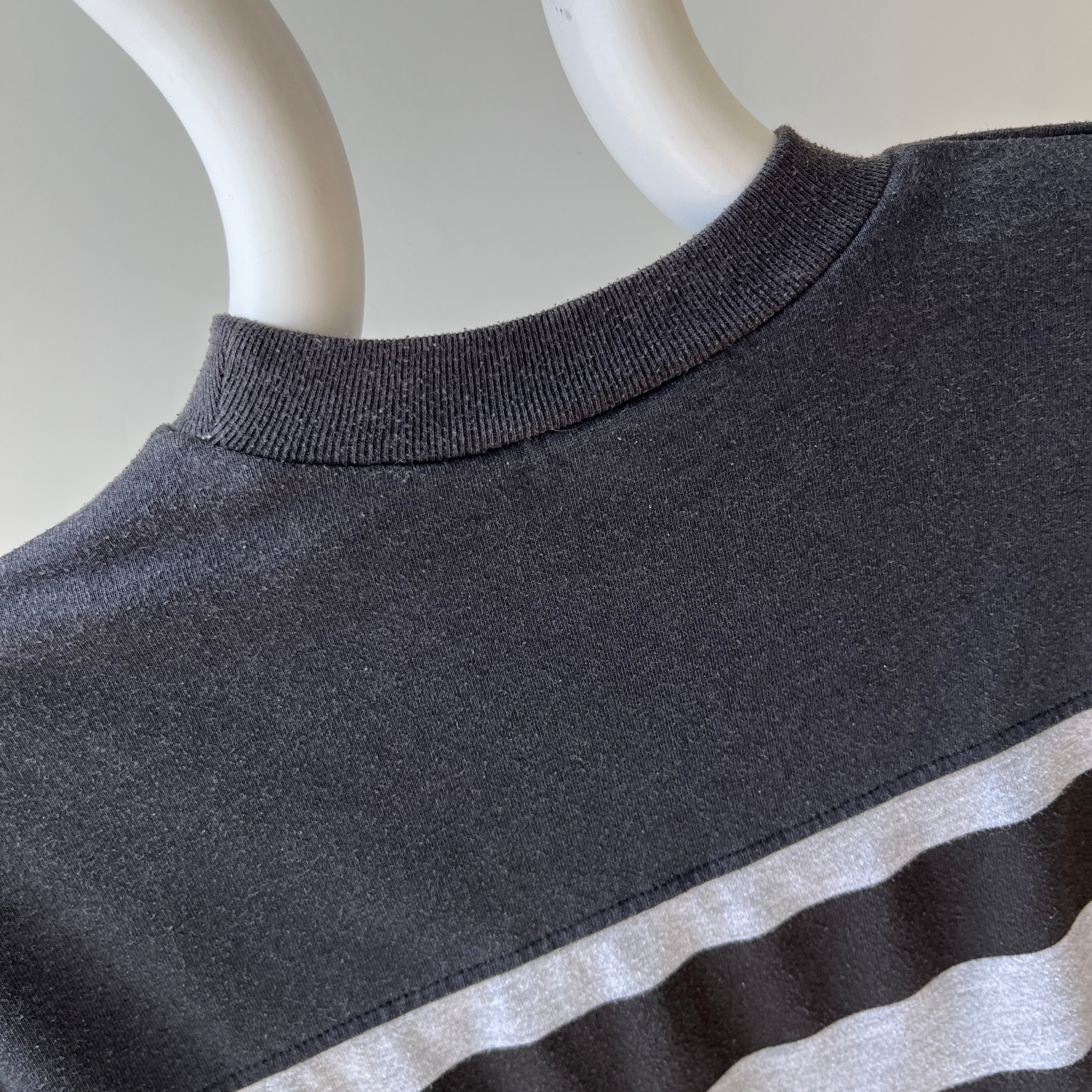 1980s Black and Gray Striped T-Shirt