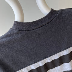 1980s Black and Gray Striped T-Shirt