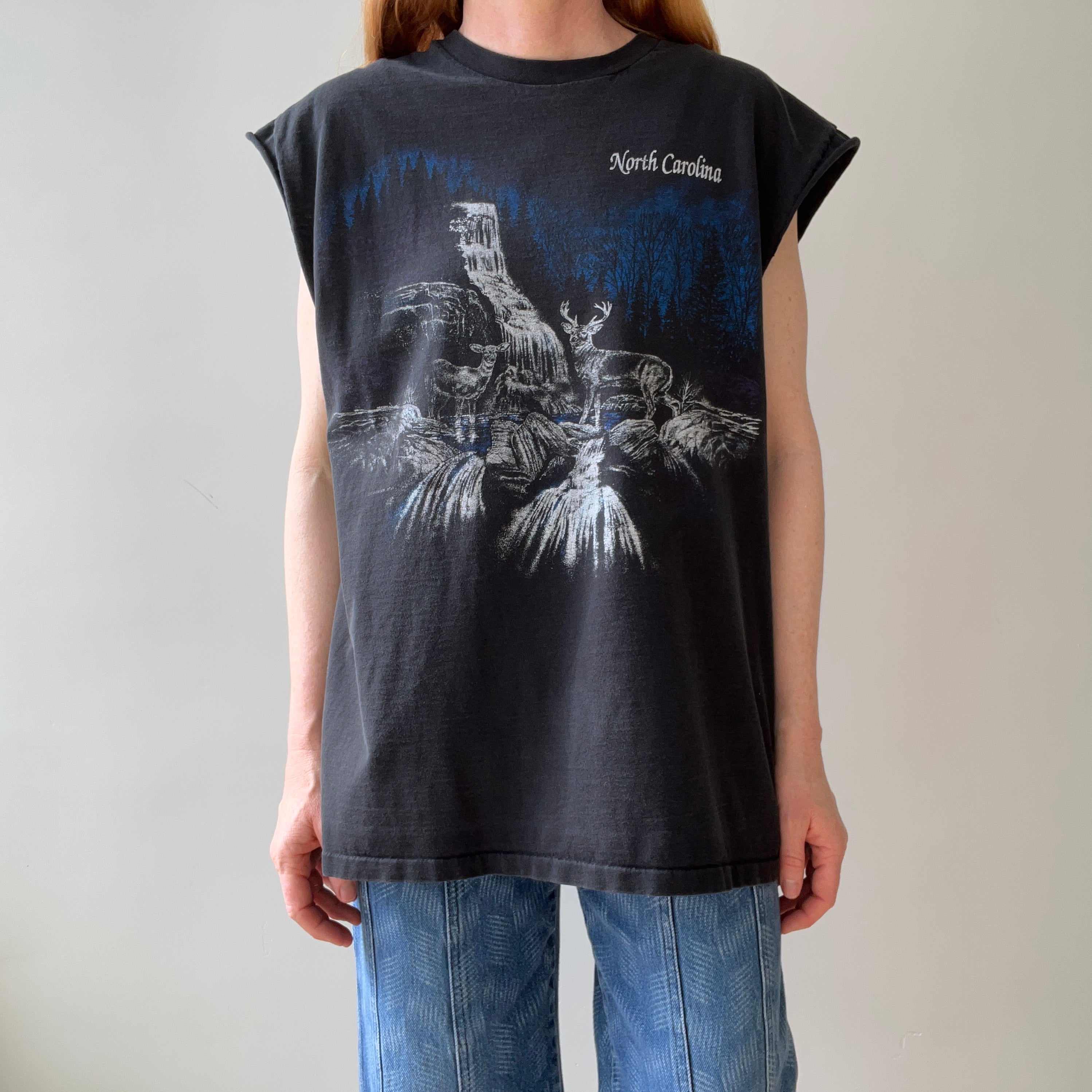 1990s North Carolina Cut Sleeve Animal Tank - 100% Cotton