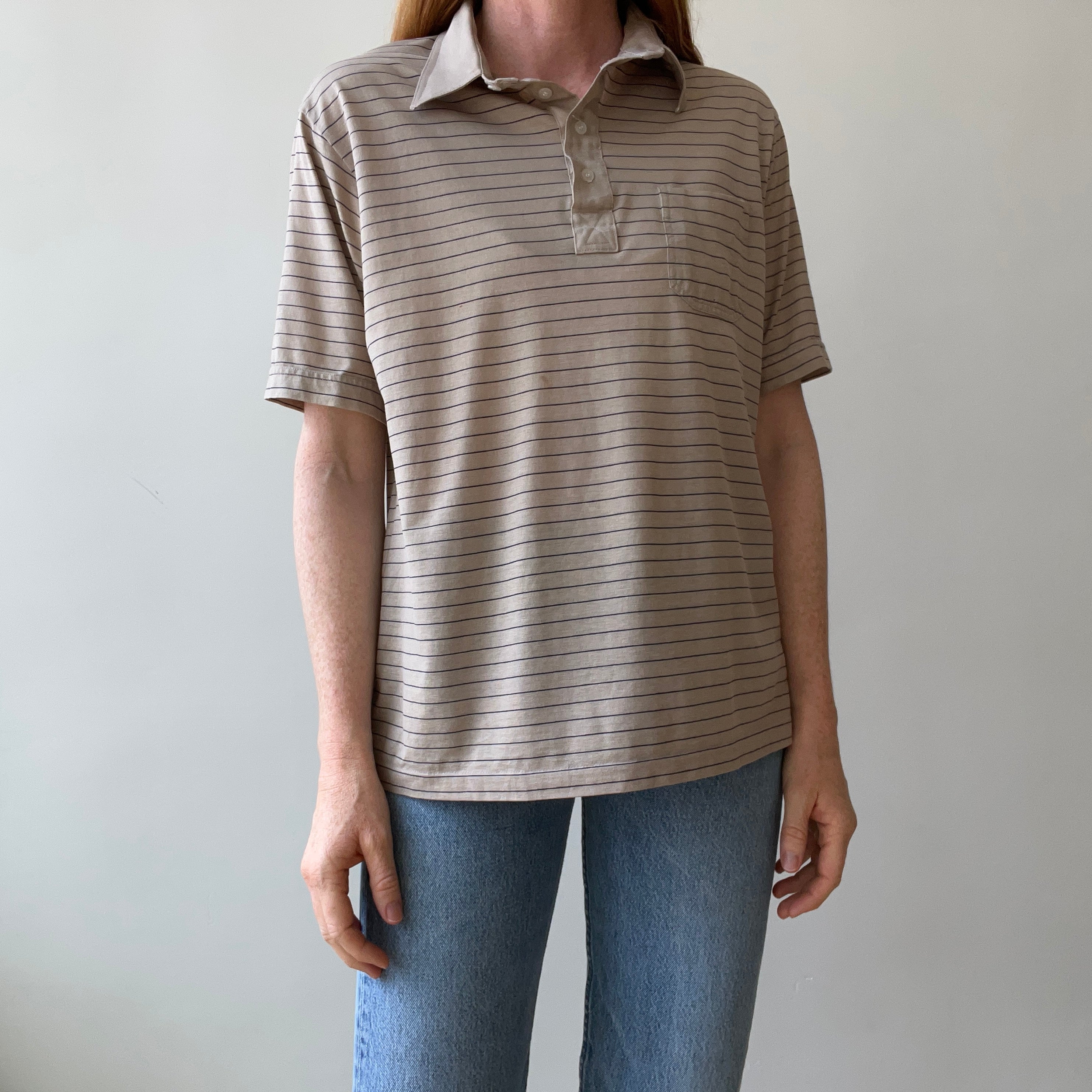 1970s/80s Striped Polo Style T-Shirt - Pull