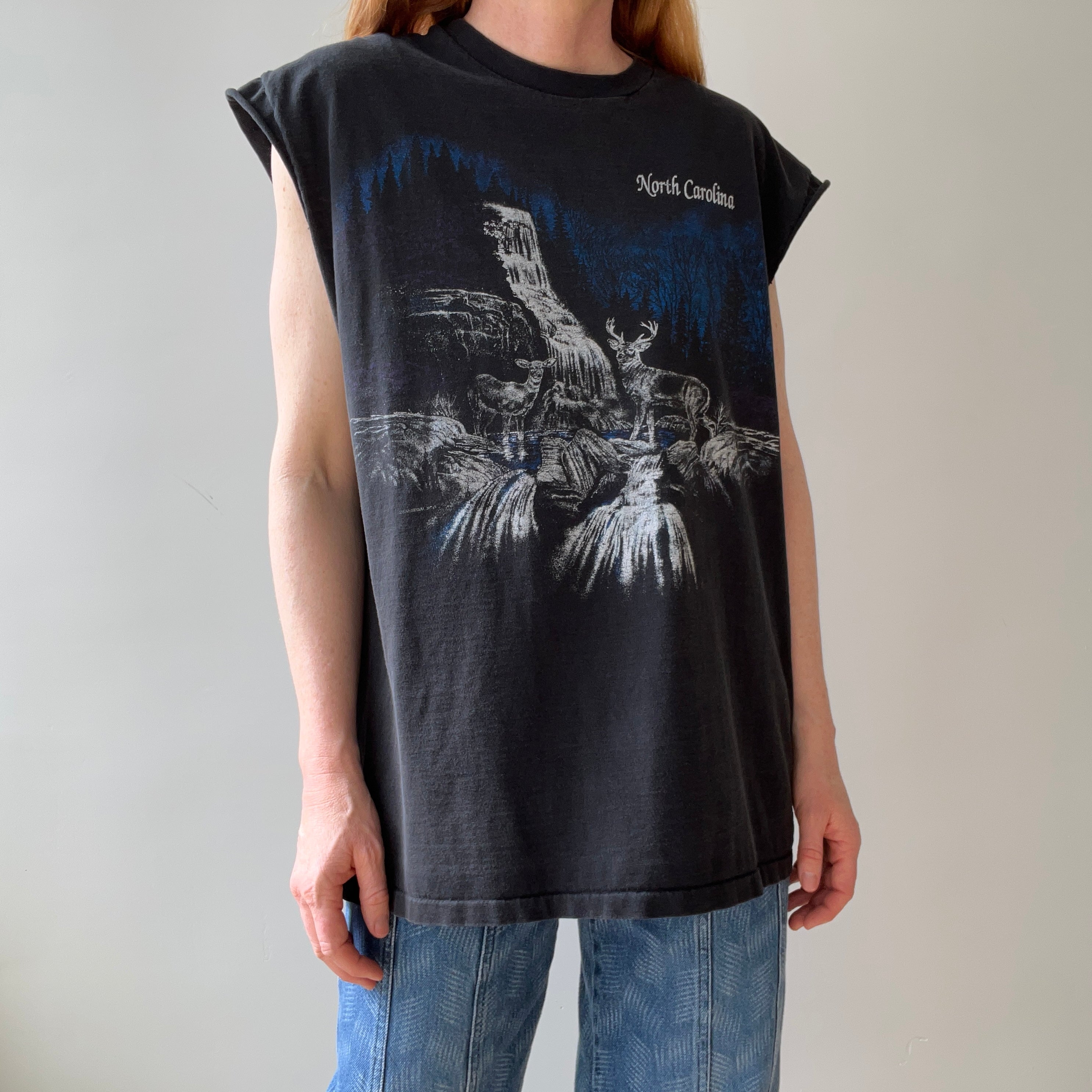 1990s North Carolina Cut Sleeve Animal Tank - 100% Cotton