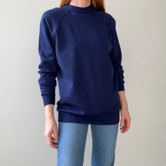 1970/80s Cozy Blank Navy Longer Sweatshirt by Sportswear