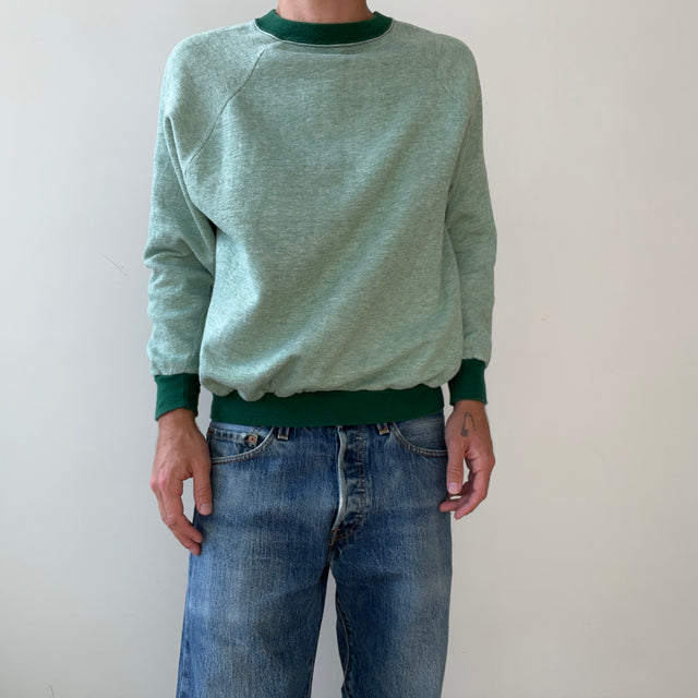 1970s Two Tone Green Sweatshirt - Personal Collection Piece