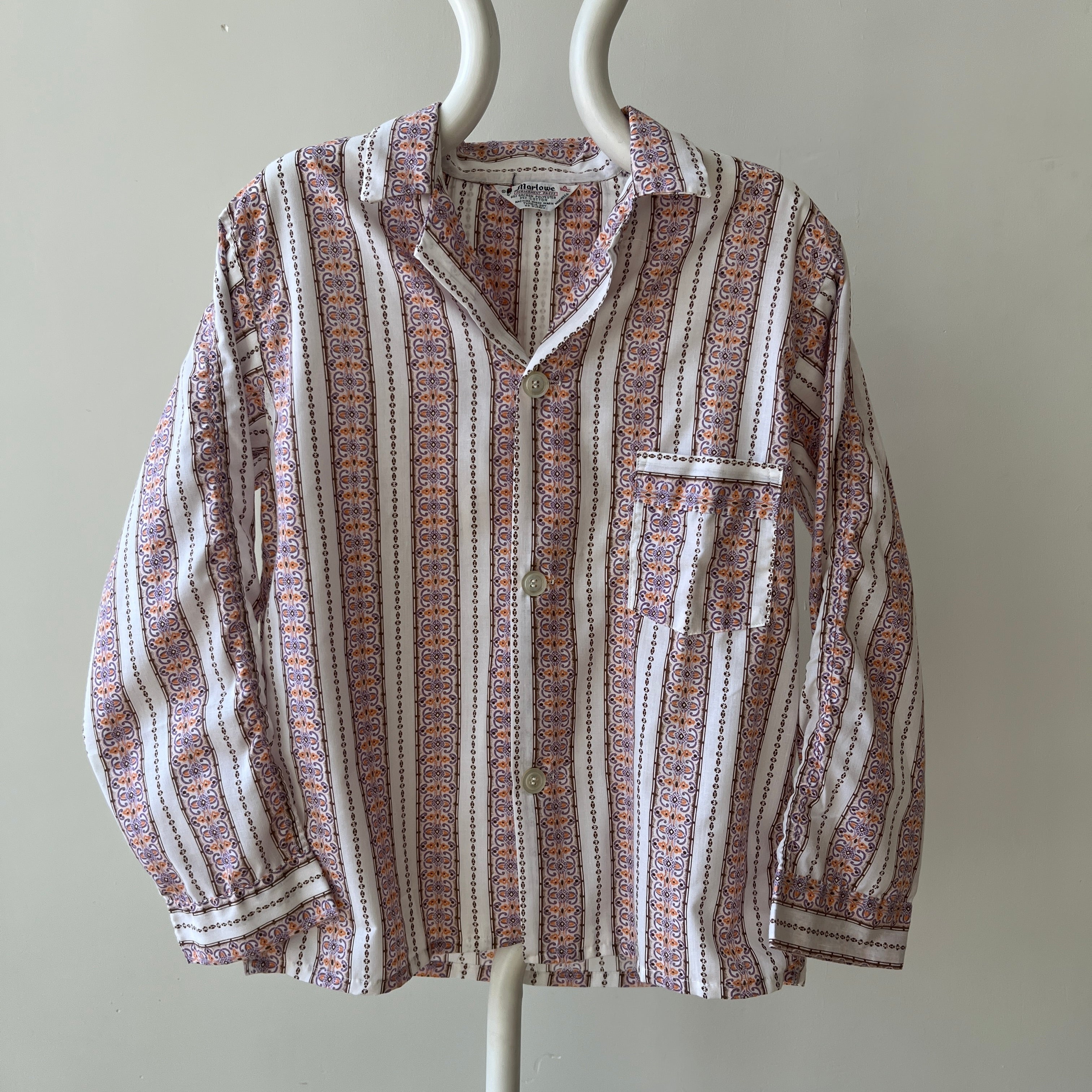 1960s/70s Patterned Pajama Shirt - Soft Rad!