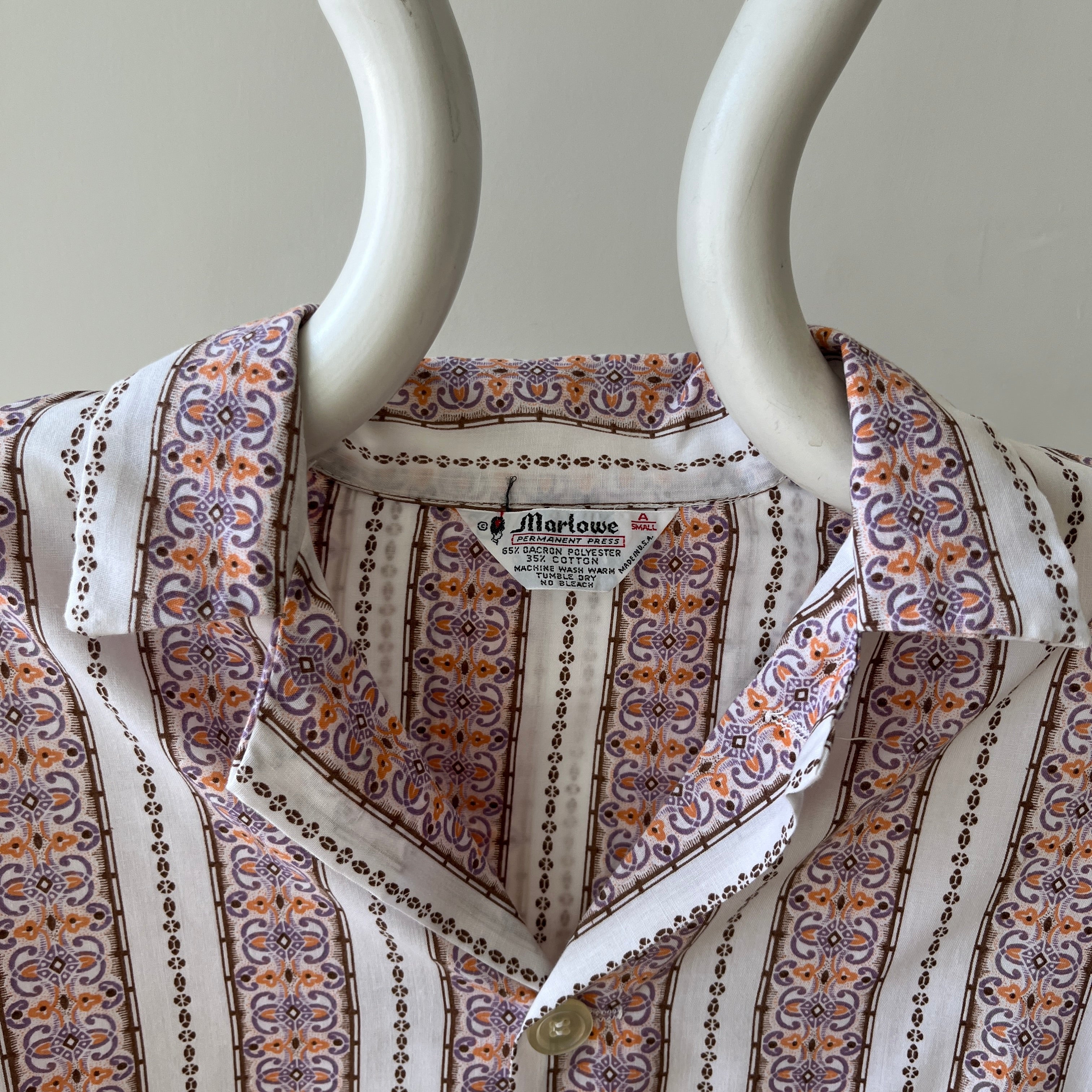 1960s/70s Patterned Pajama Shirt - Soft Rad!