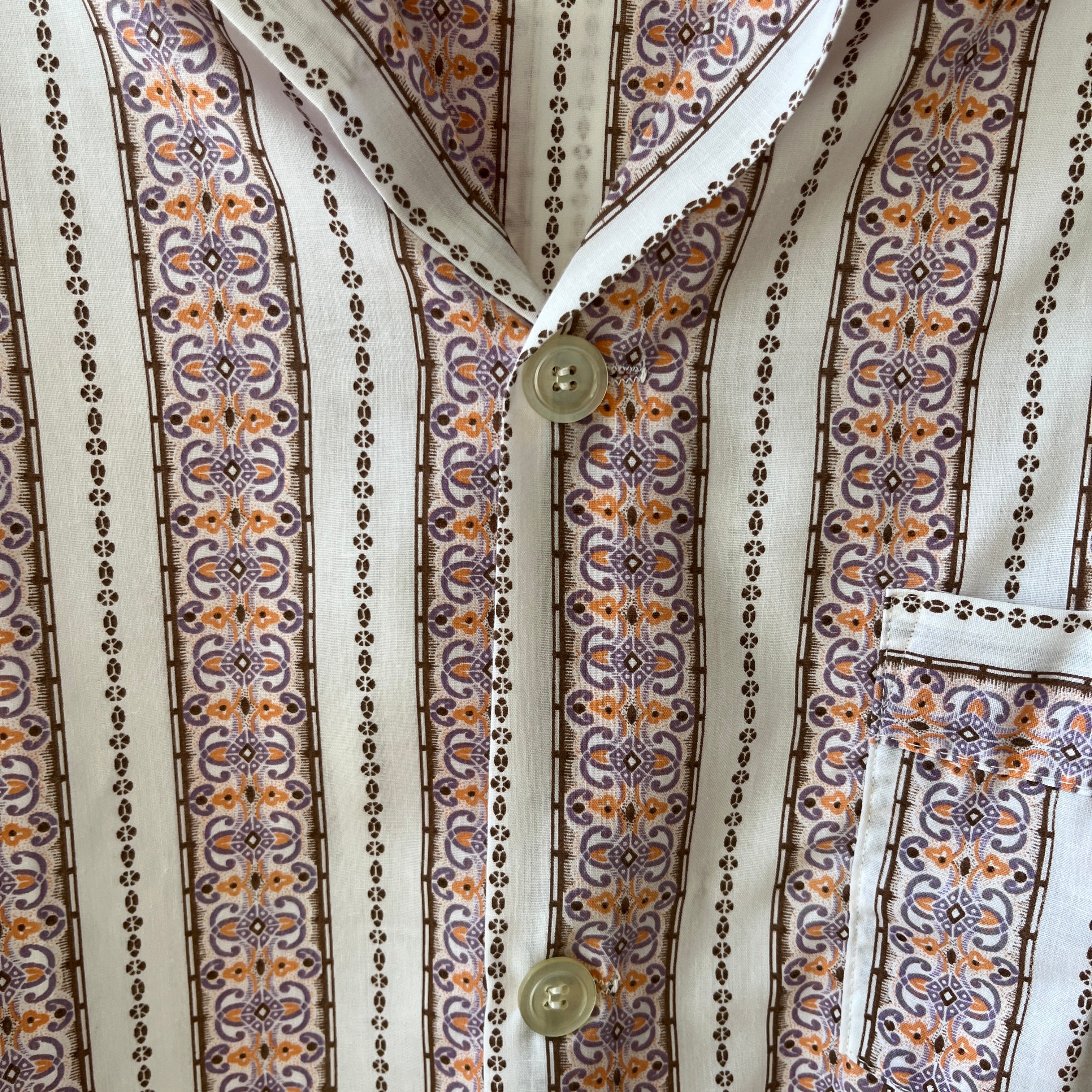 1960s/70s Patterned Pajama Shirt - Soft Rad!