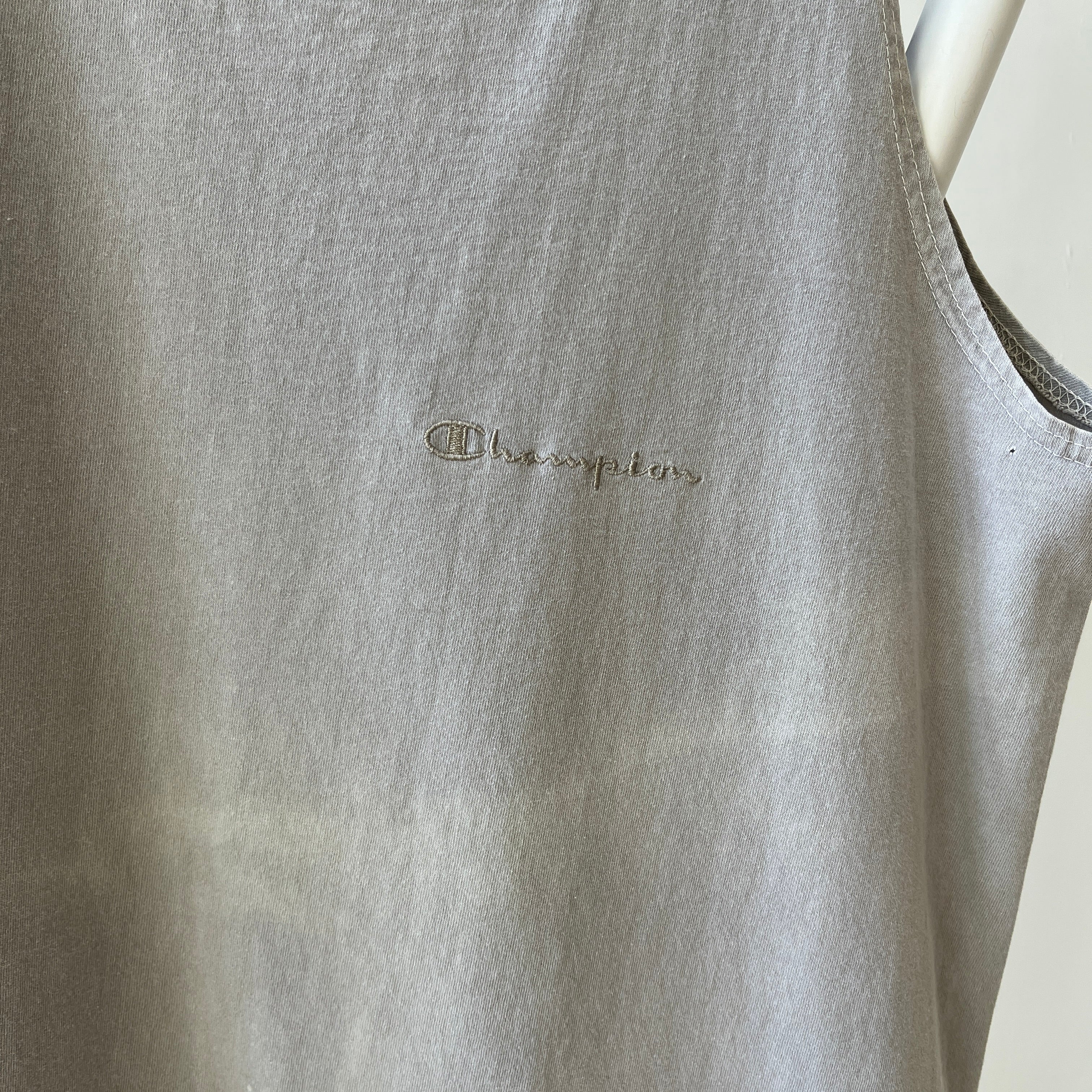 1990s USA Made Champion Sun Faded Grey Tank Top