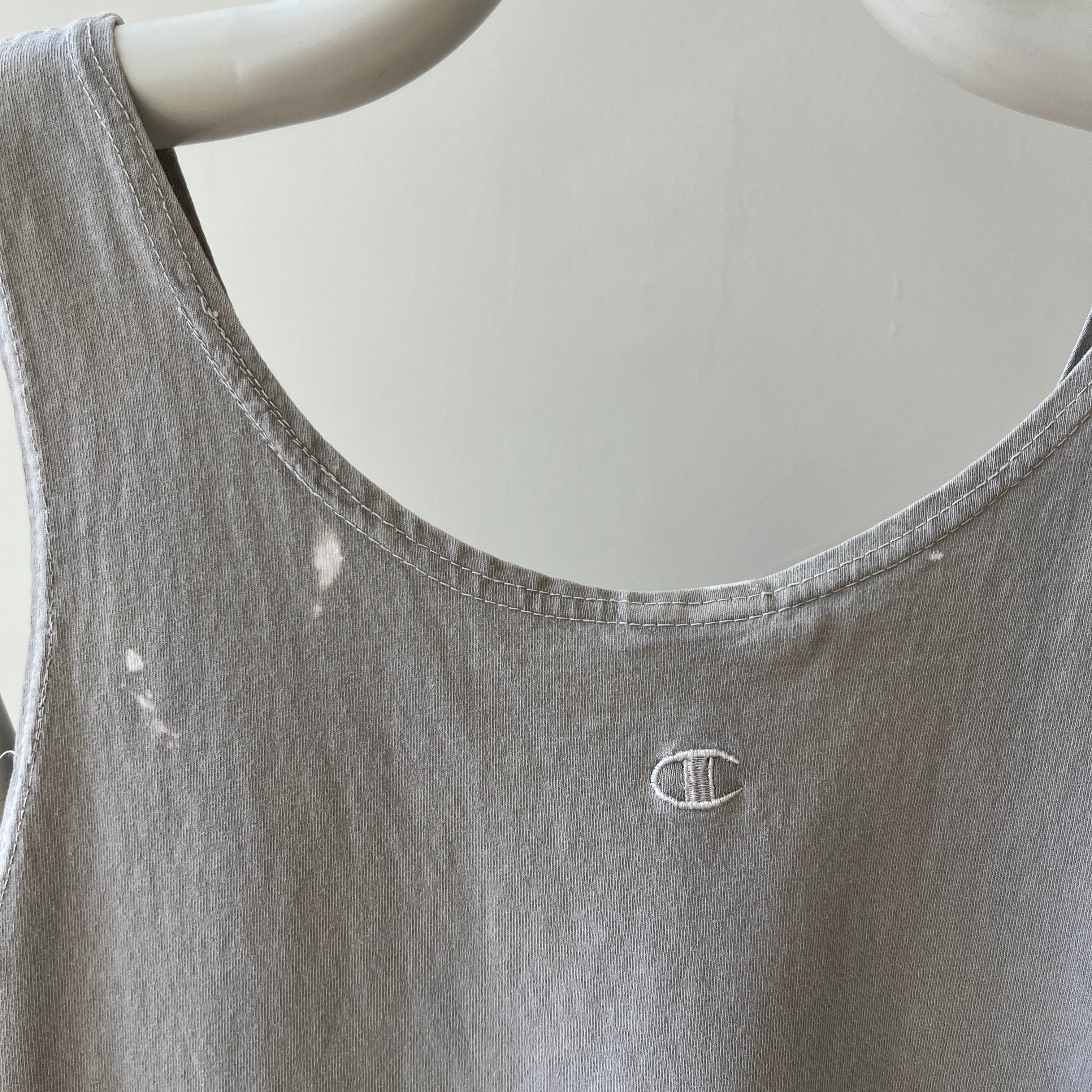 1990s USA Made Champion Sun Faded Grey Tank Top