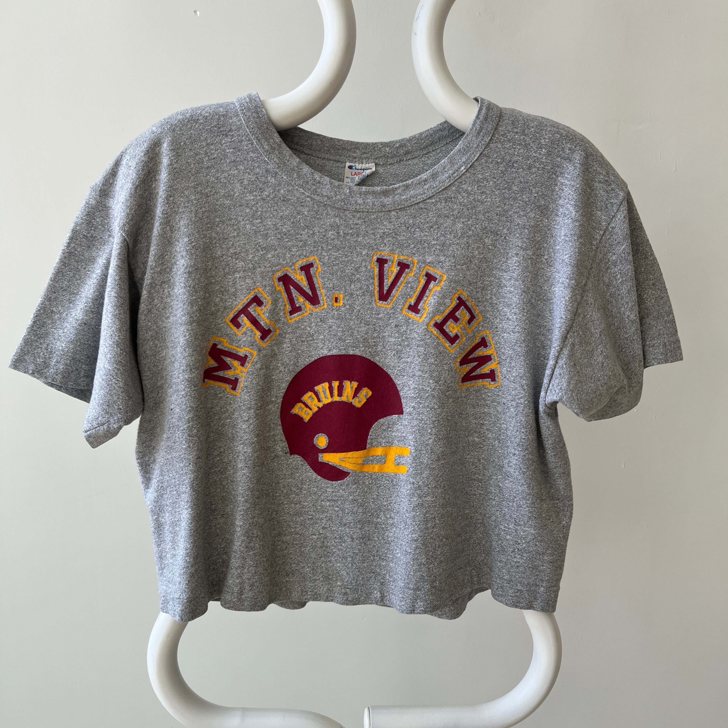 1980s USA Champion Cropped Mountain View Bruins Football T-Shirt