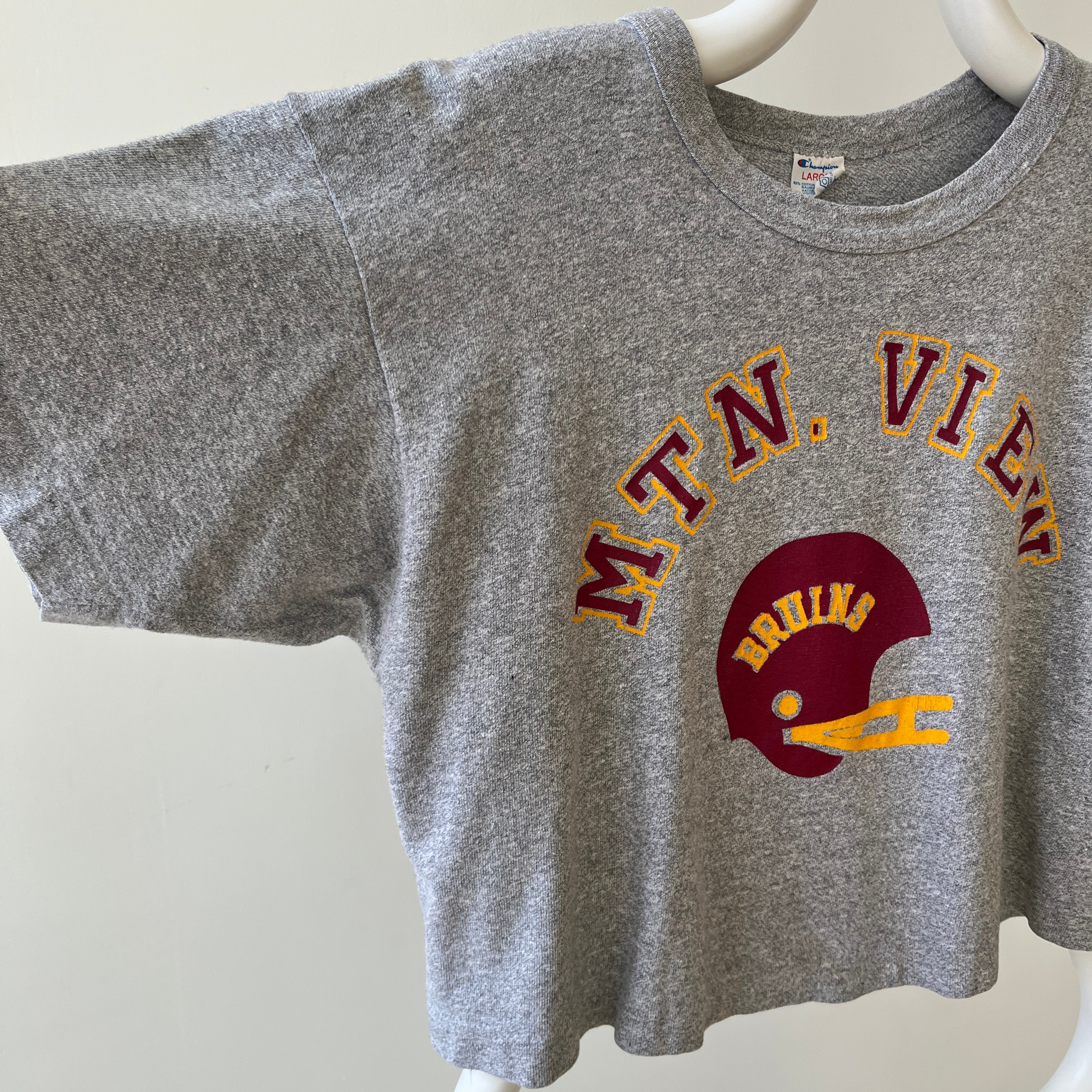 1980s USA Champion Cropped Mountain View Bruins Football T-Shirt