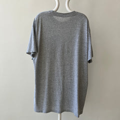 1990s Soft and Slouchy Blank Grey Pocket T-Shirt - XXL