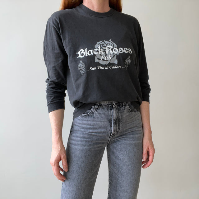 1990's San Vito De Cadore - Italian - Black Roses Pub Long Sleeve T-Shirt