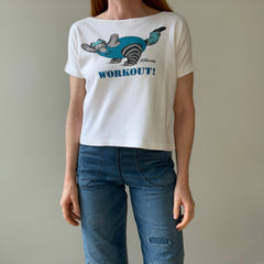 1980s Scoop Neck Workout Cat T Shirt - Crazy Shirt Brand Alert!