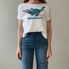 1980s Scoop Neck Workout Cat T Shirt - Crazy Shirt Brand Alert!