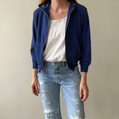 1970/80s Sears Soft and Slouchy Navy Hoodie (Replaced Zipper) - Dreamy w Mending