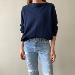 1980s Single V Soft and Slouchy Navy Sweatshirt - Acrylic