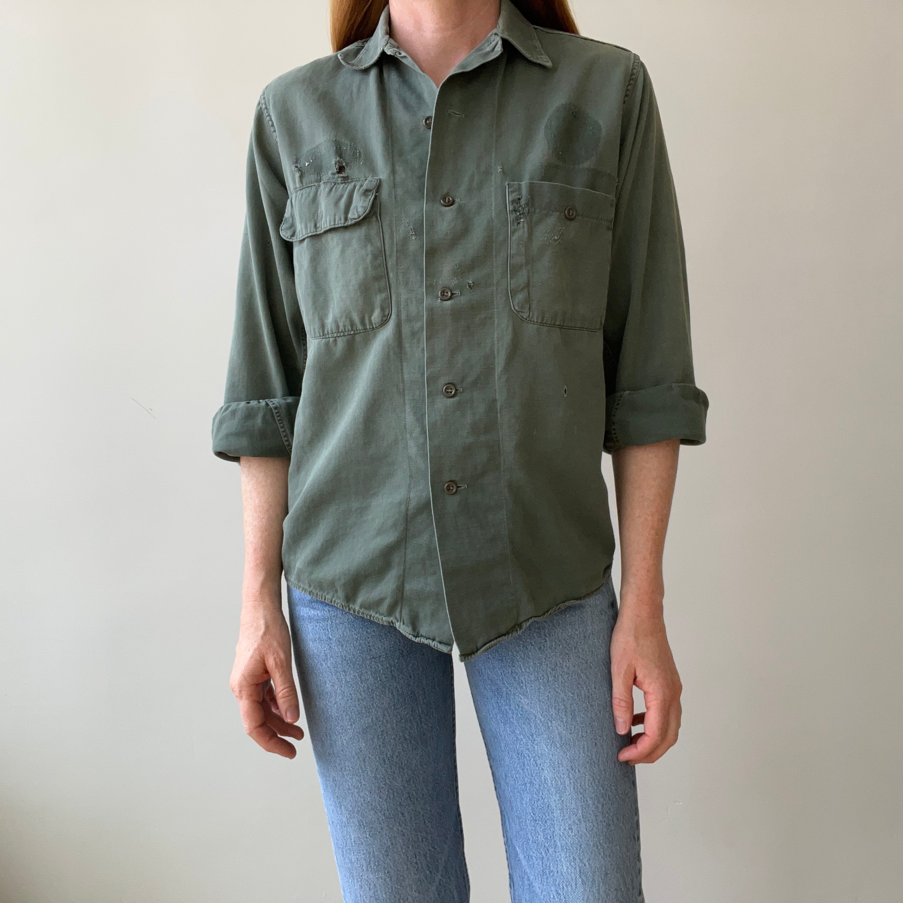 1960s Military/Workwear Style Button Up
