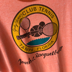 1970/80s Super Cool Judy Alvarez Club Tennis and Racquetball Ring T-Shirt - Backside too!