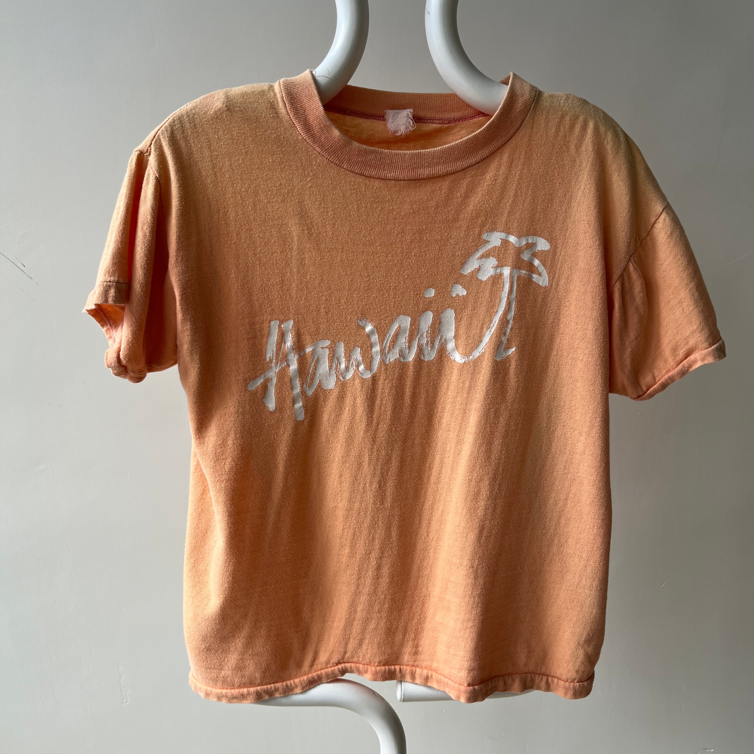 1970/80s Super Sun Faded Cotton Knit Hawaii T-Shirt - Slouchy
