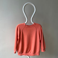 1980s Creamsicle Orange Thinned Out Tattered and Worn Raglan Sweatshirt