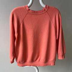 1980s Creamsicle Orange Thinned Out Tattered and Worn Raglan Sweatshirt