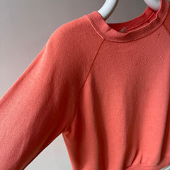 1980s Creamsicle Orange Thinned Out Tattered and Worn Raglan Sweatshirt