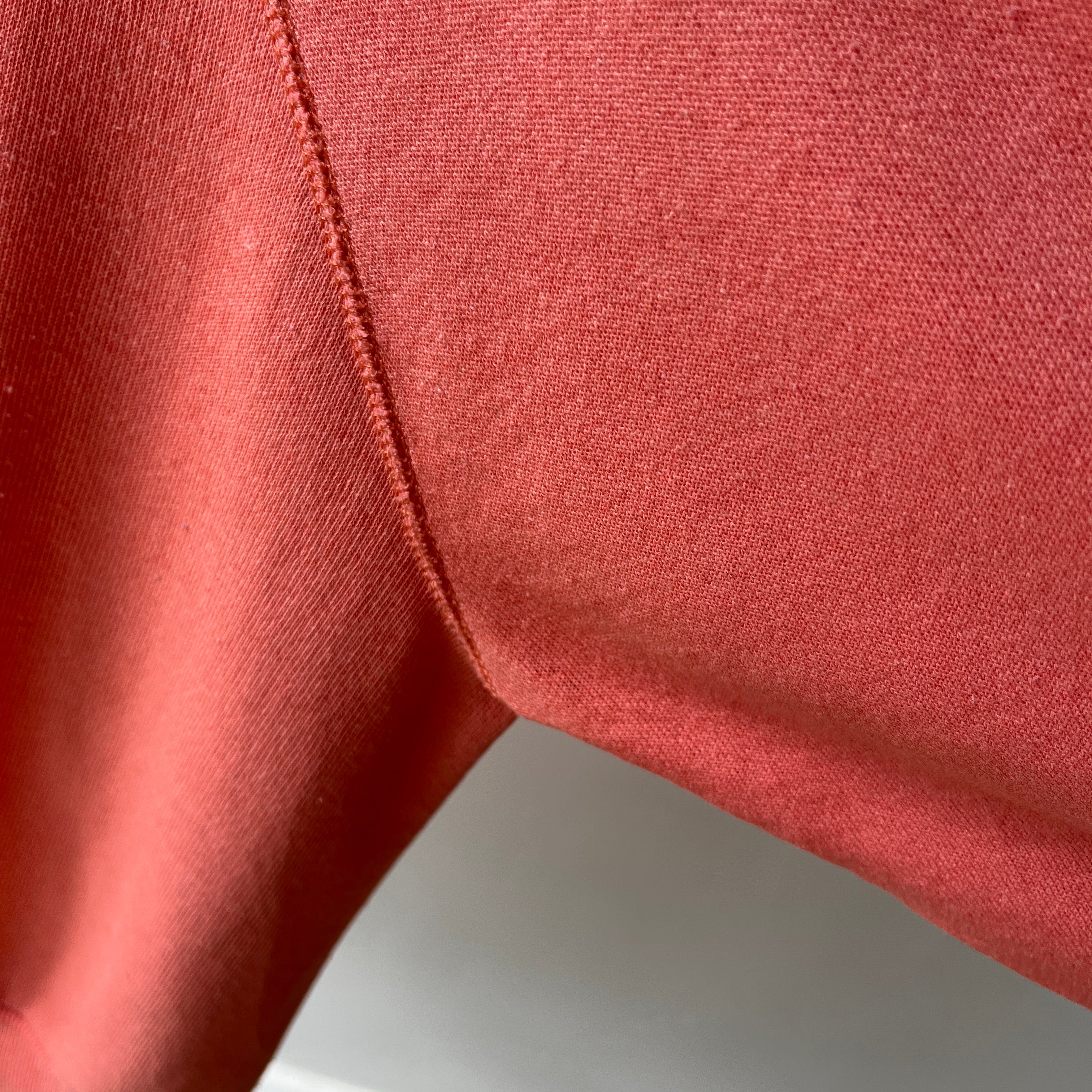 1980s Creamsicle Orange Thinned Out Tattered and Worn Raglan Sweatshirt