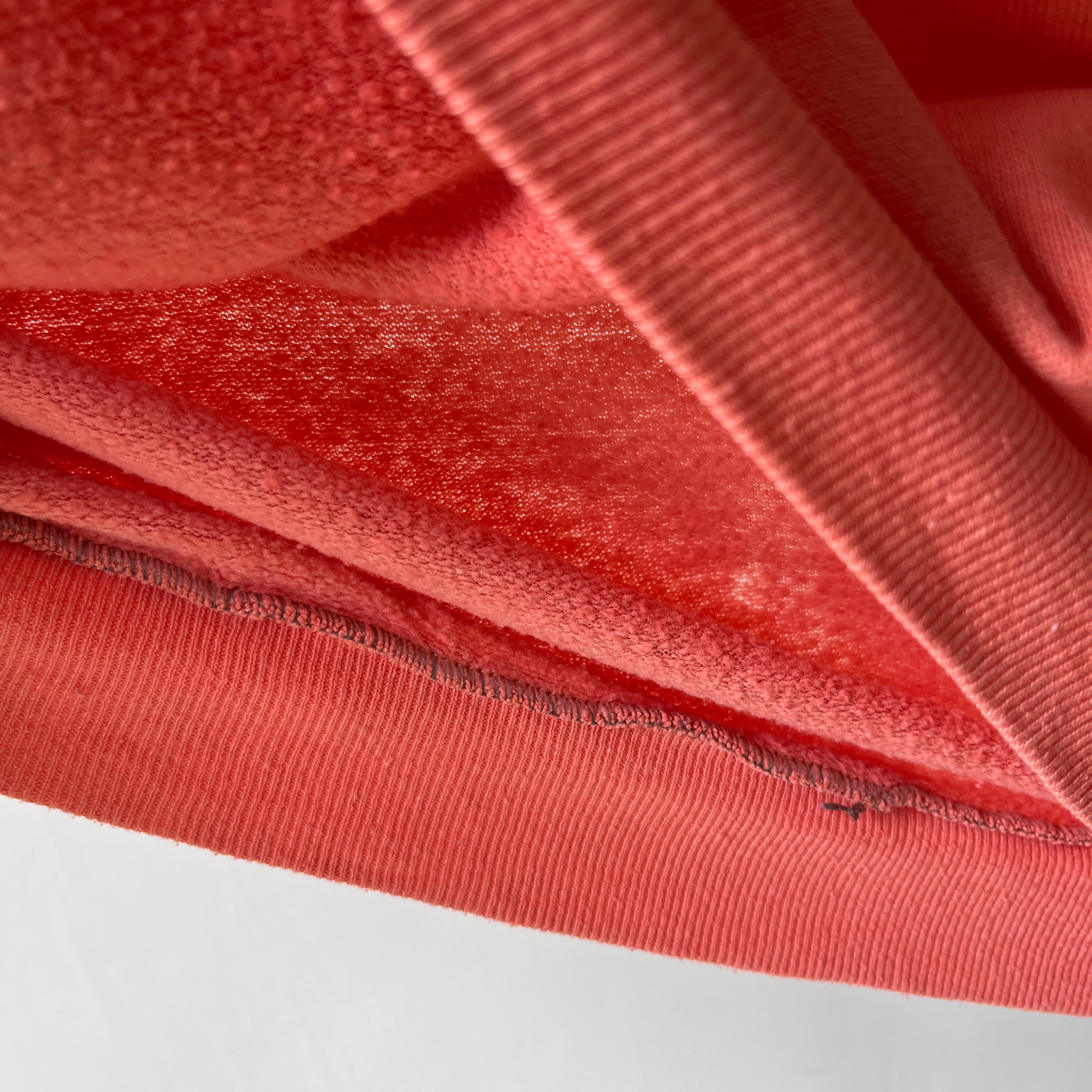 1980s Creamsicle Orange Thinned Out Tattered and Worn Raglan Sweatshirt