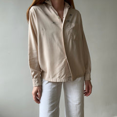 1950s Tan Rayon Loop Collar Horse Button Up Shirt - TINA COLLECTION