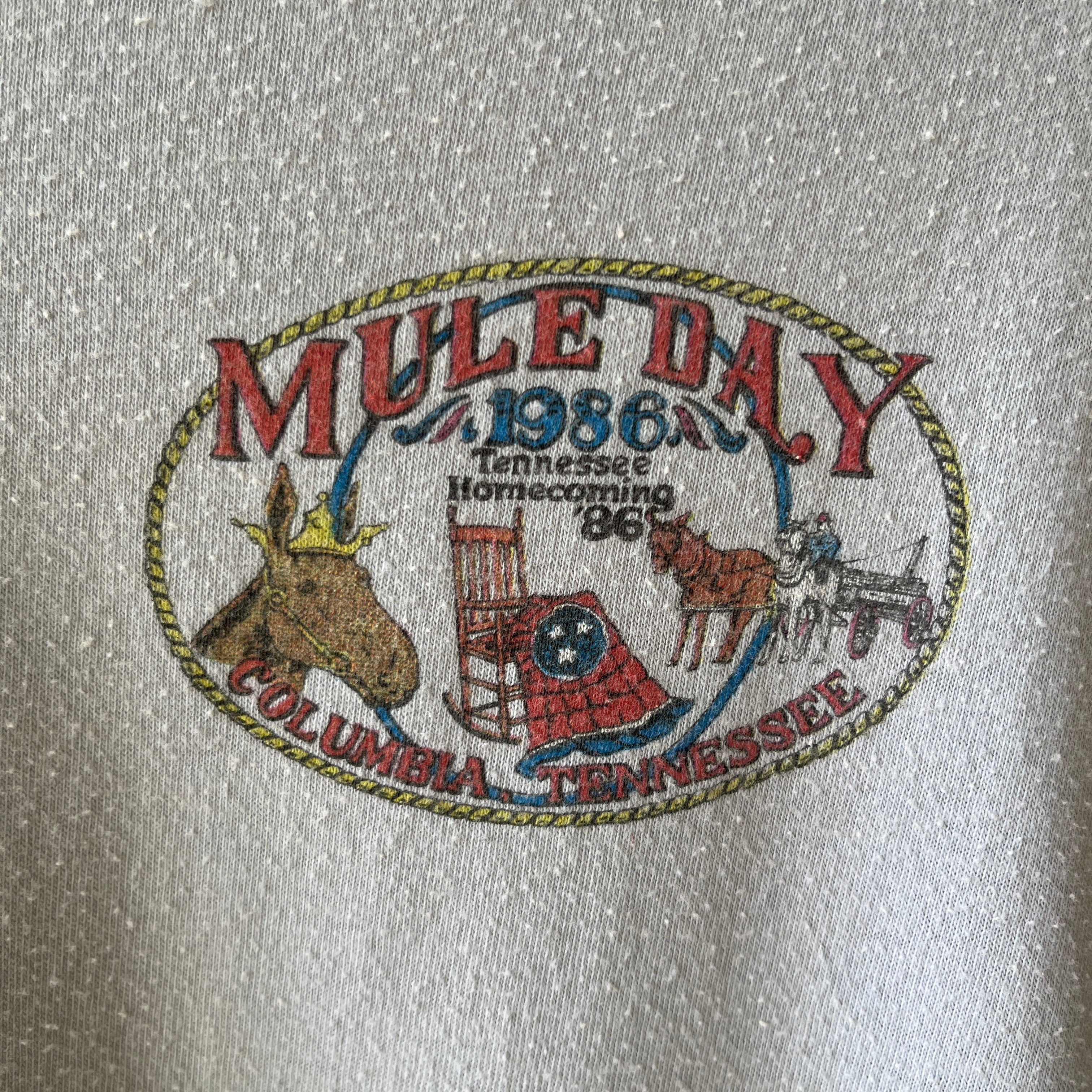 1986 Mule Day Tennessee Homecoming T-Shirt - THE BACKSIDE
