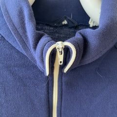 1970s Navy and White Super Soft Zip Warm Up Sweatshirt