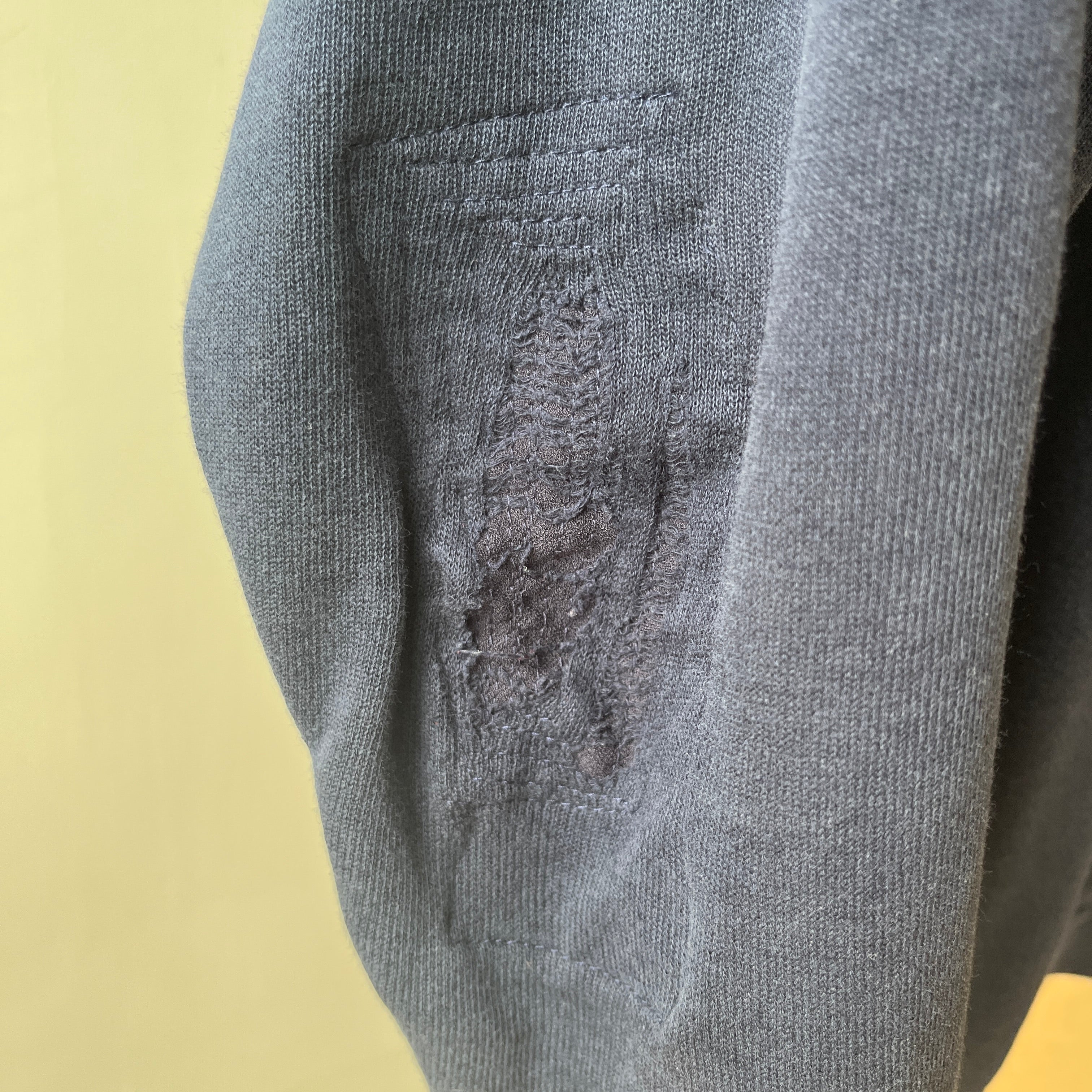 1980s Beat Up and Mended Slouchy Larger Fit Navy Raglan Sweatshirt