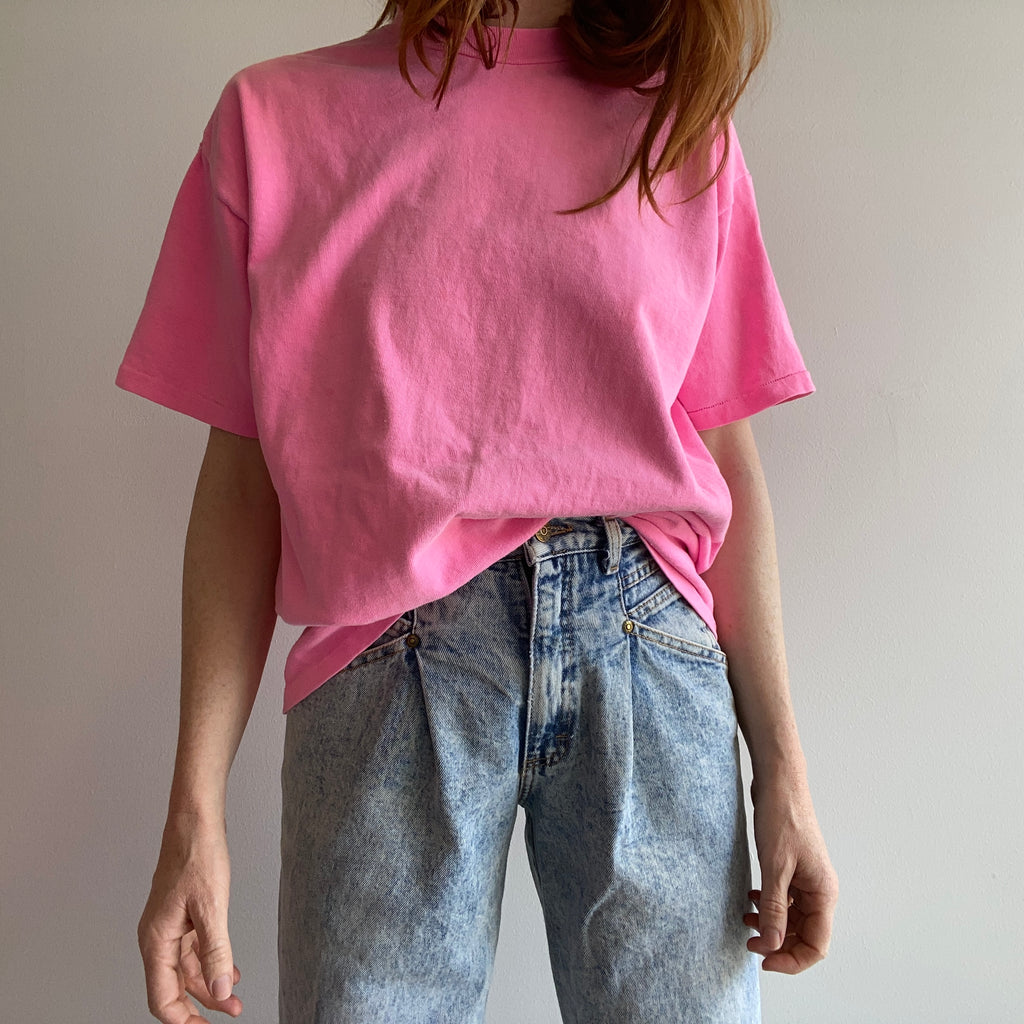 1980/90s Heavy Cotton HOT faded Pink Blank T-Shirt – Red Vintage Co