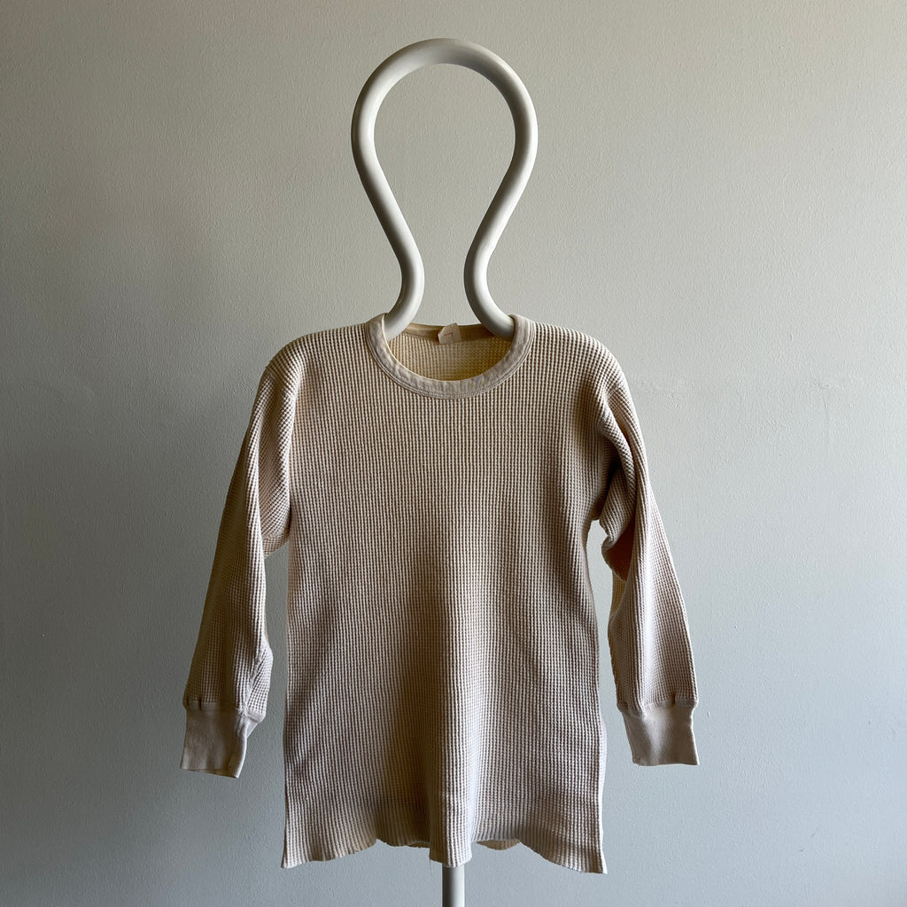 1960/70s Arctex Heavyweight Cotton Off White Waffle Knit Thermal