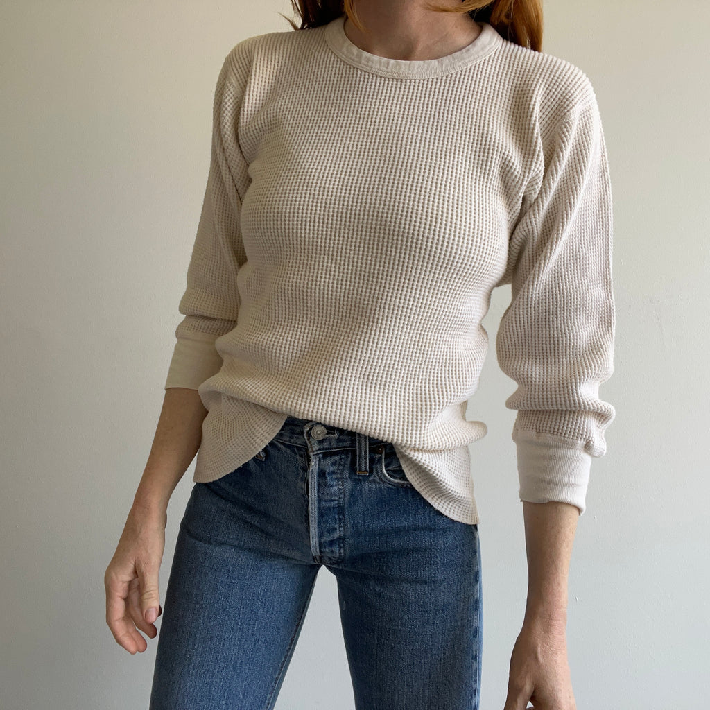 1960/70s Arctex Heavyweight Cotton Off White Waffle Knit Thermal