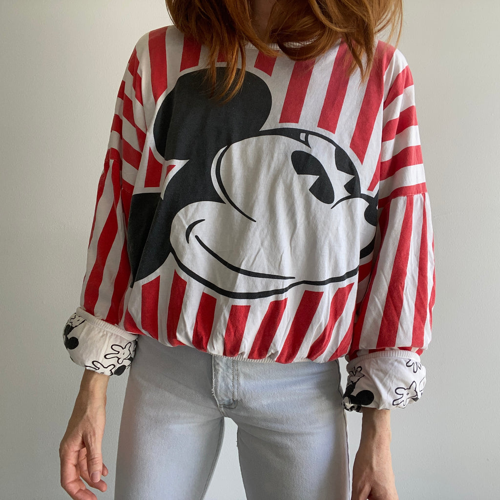 1980s Reversible Mickey Quilted Sweatshirt - Red Vintage Co