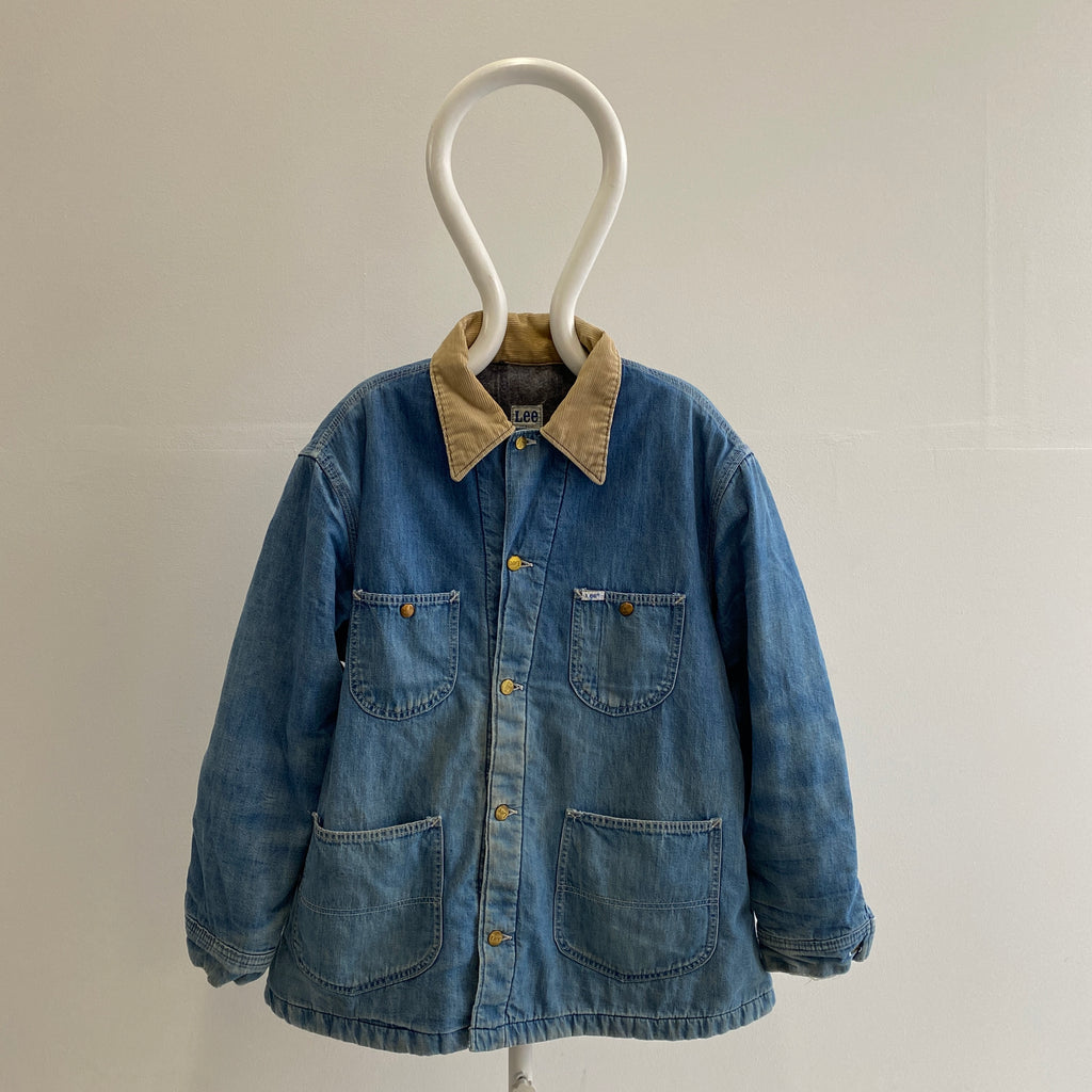 1970s Lee Brand Denim Blanket Lined Chore Coat with Corduroy